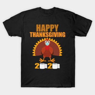 Funny Happy Thanksgiving Turkey Face Mask Quarantine 2020 T-Shirt